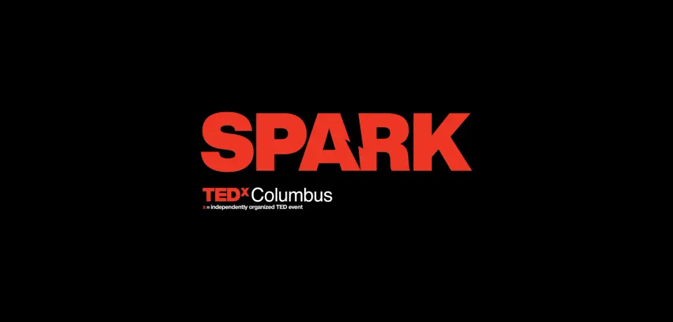 SPARK logo with TEDxColumbus lockup in red on black